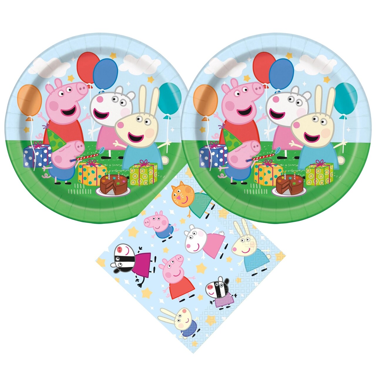 Peppa Pig Birthday Party Supplies Bundle with Peppa Pig Cake Plates and Peppa Pig Napkins - Serves 16